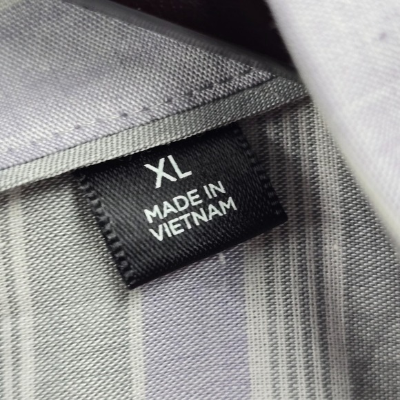 Travis Mathew Shirt Mens XL Purple Gray Striped Button Up Short Sleeve‎ Office - Picture 6 of 11